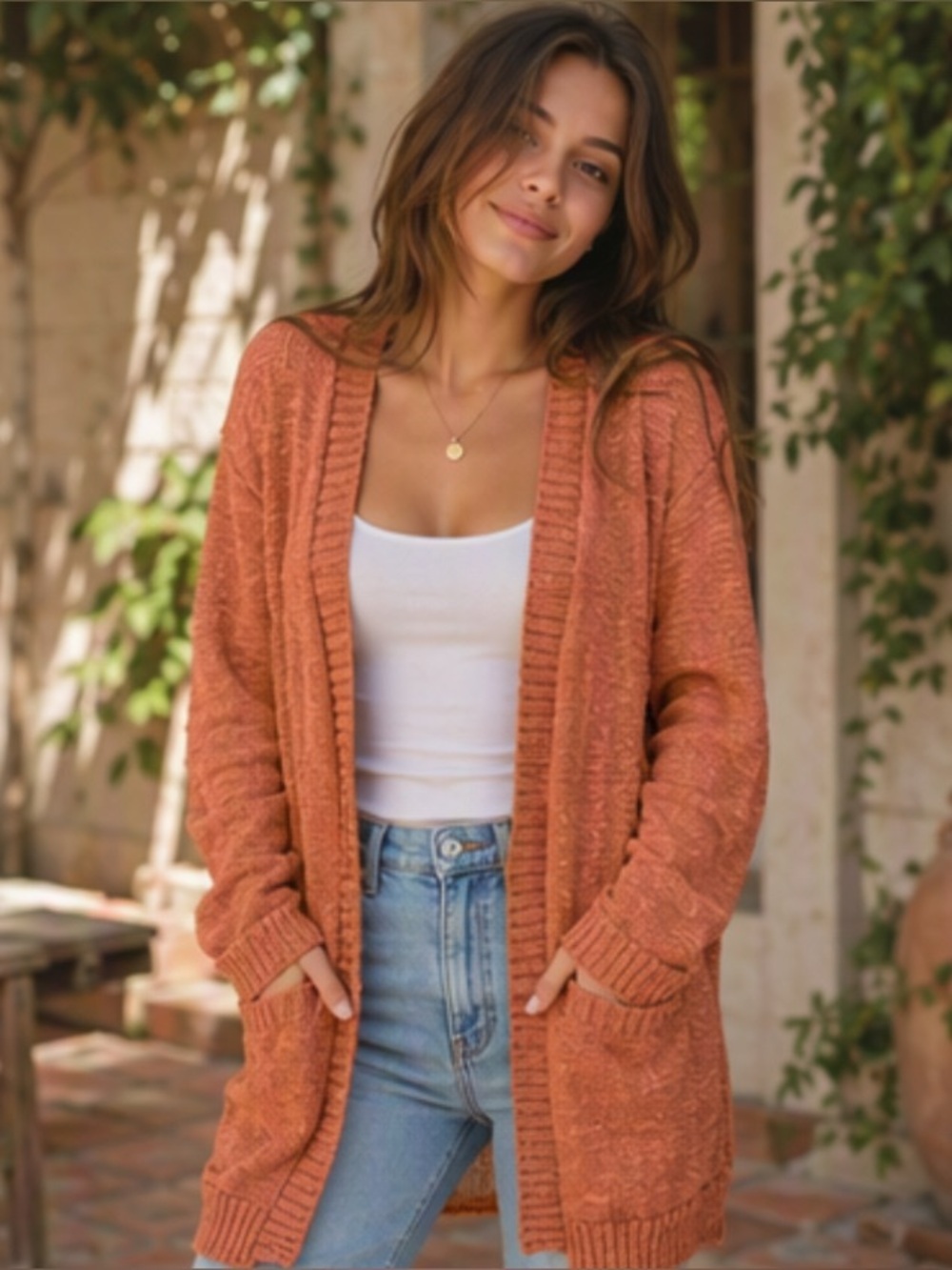 🌷JACK by BB Dakota🌷 Unique Coral Orange Cardigan   